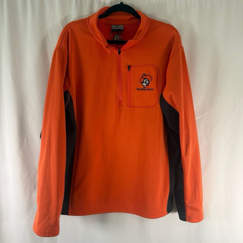 Oklahoma State Sweater Men's XL Orange 1/4 Zip Long Sleeve Pullover Colosseum